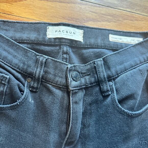 Pacsun Vintage Icon Jeans Black Distressed High Rise Raw Hem - Picture 3 of 15